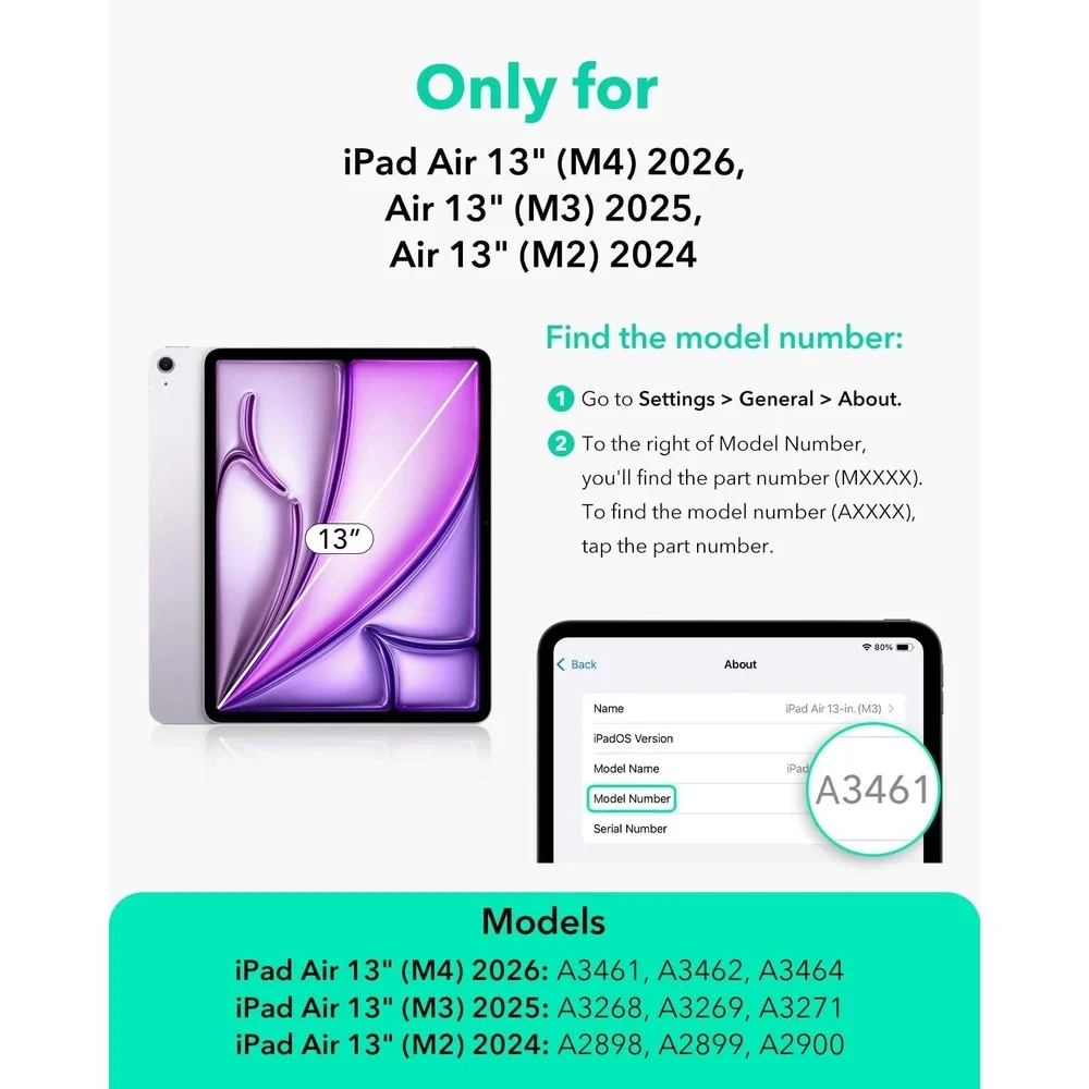 ESR iPad Air 13 M4 M3 M2 Case Magnetic Cover Pencil Holder 9 Angle Stand Gray
